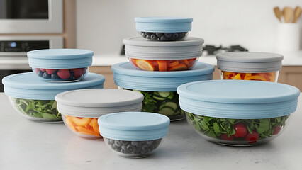 Reusable Silicone Lids for Food Storage on Glass Bowls