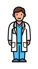 Fototapeta premium Doctor cartoon character in white lab coat