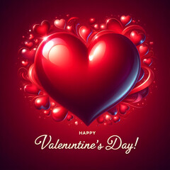 3D Glossy Heart Love Background