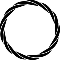 Round rope shape. Circular rope frame for decoration. Vector illustration isolated on white.