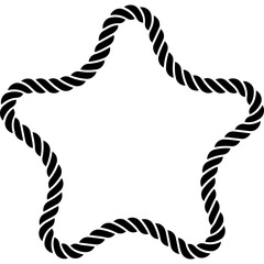 Star rope frame. Nautical circular rope silhouette. Vector illustration isolated on white.