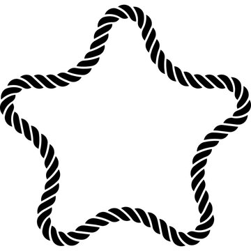 Star rope frame. Nautical circular rope silhouette. Vector illustration isolated on white.