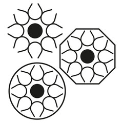 Mandala icon set collection. Floral ornament Vector. Nature flower sign. Decorative blossom graphic element bundle.