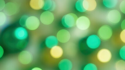 Fototapeta premium Abstract bokeh light background with green and yellow circle blur for festive St Patrick Day celebration and party invitation card.