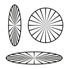 Radial line icon. Circle spoke Vector. Geometric wheel symbol. Unique round spoke pattern. Modern cycle movement.