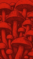 Fototapeta premium Vibrant red mushroom mobile wallpaper