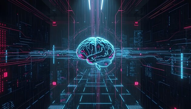 abstract technology background with globe,computer brain,next technology - Powered by Adobe