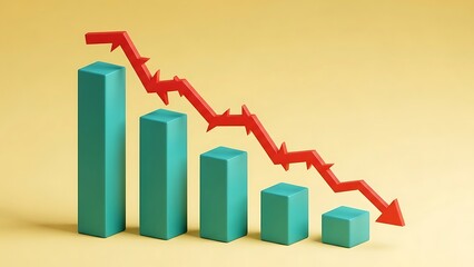 Downward trend graph with red arrow