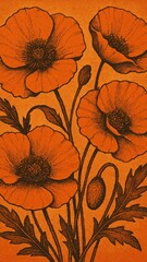 Fototapeta premium Vibrant poppy flowers mobile wallpaper
