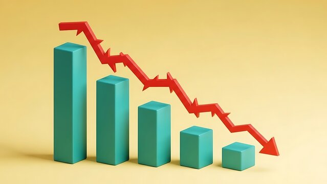Downward trend graph with red arrow