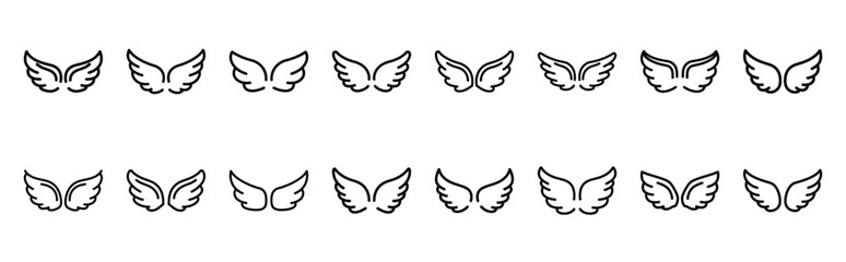 valentines day cupid wings simple line art icon set. Simple outline collection for valentines day. © ganesh106
