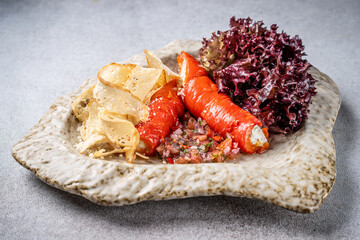 Stuffed roasted pepper appetizer with cheese