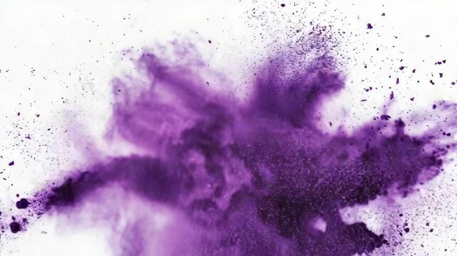 Vibrant purple explosion captured in action against a white background.