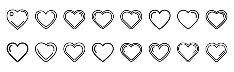 valentines day heart shaped gift line art icon set. Simple outline collection for valentines day.