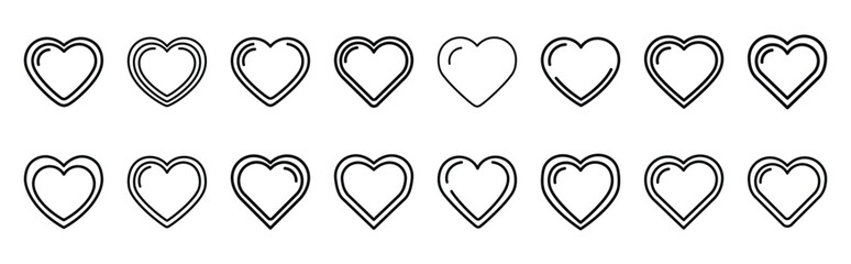 valentines day heart shaped love line art icon set. Simple outline collection for valentines day.