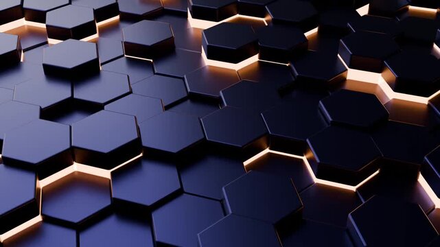 Black hexagon pattern, abstract black 3d hexagon background