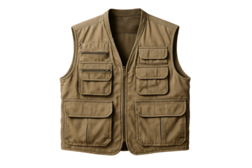 Outdoor utility vest isolated on transparent background