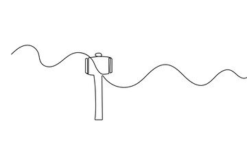 Hammer icon continuous one line drawing minimalist style isolated outline vector illustration