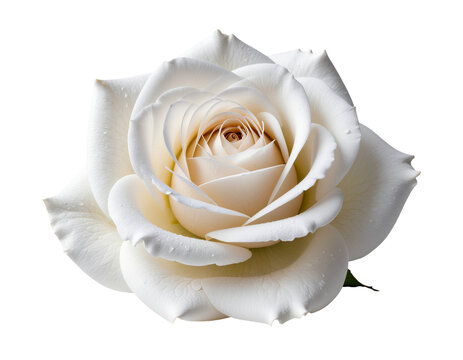Fresh white rose with creamy ivory petals and soft velvety texture