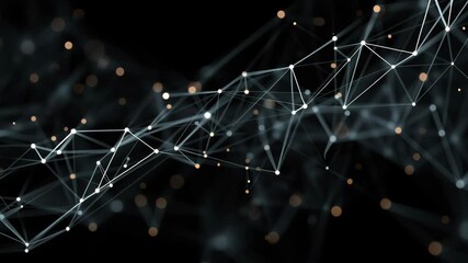 Abstract digital network with glowing connection lines and light nodes forming a futuristic technology and data communication background - Powered by Adobe