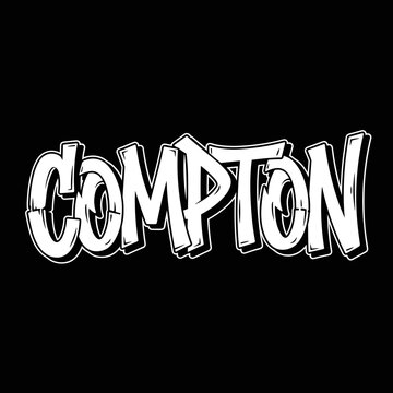 Compton graffiti style text on black background.