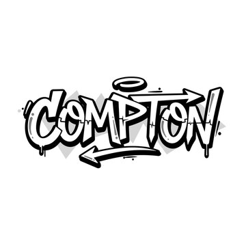 Compton Graffiti Style Text with Arrows and Halo.
