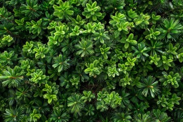 A canopy of vibrant green pine trees stretches across the landscape, showcasing the beauty and density of nature in this tranquil forest setting