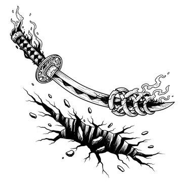 Crimson Rift Blade &ndash; Surreal Dagger Breaking Through the Ground