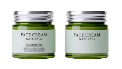 Face cream jars naturals isolated on transparent background