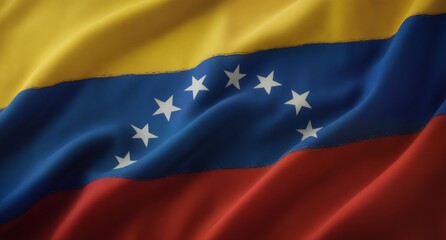 waving venezuelan flag with vibrant colors and detailed stars on silk fabric