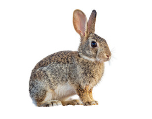 Obraz premium Young rabbit with fluffy fur and alert ears resting