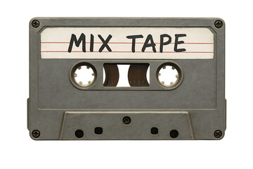 Fototapeta premium Retro audio cassette recording media isolated on transparent background