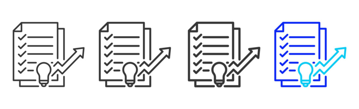 Concept Development icon set collection creative outline style for product lifecycle management with multiple thickness variations suitable for digital branding and UI design