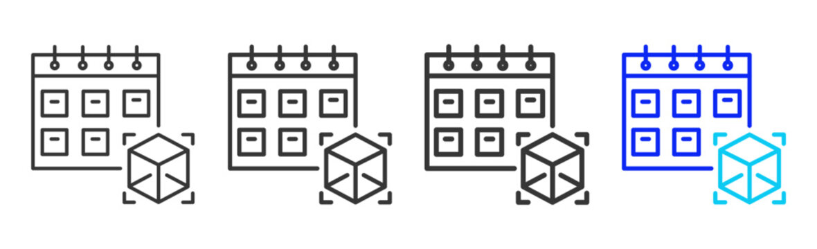 Time Design icon set collection creative outline style for product lifecycle management with multiple thickness variations suitable for digital branding and UI design