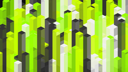 Green Cylinders Abstract, 3D Geometric Background, Digital Forest Texture, Modern Wallpaper, Tech Shapes, Creative Art, Futuristic Design