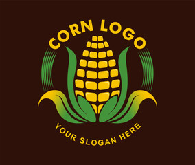 Corn logo label illustration vector design cartoon flat style agriculture logo