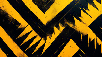 Obraz premium Vibrant Yellow Black Zigzag Pattern Background. Urban Geometric Texture Design Element.