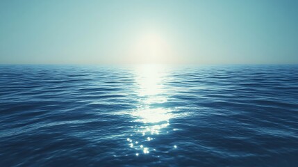 Obraz premium Tranquil ocean waters with bright sunlight creating reflections