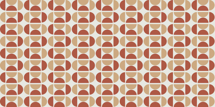 Abstract Retro Circles Geometric Seamless Vector Pattern Minimal Design Trendy Fashion Colors Rounded Soft Concept Perfect for Allover Fabric Print or Wall Paper Milky Brown Amber Brown Tones