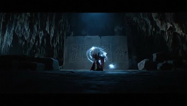 Mystic Cave Ritual - A Dance of Light and Shadow.