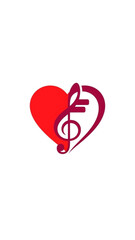 Heart shape with musical note symbolizing love and Valentine's Day  