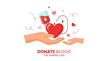 Hands exchanging heart and blood donation concept for Valentine&rsquo;s Day  