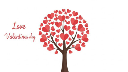Love tree decorated with red hearts for Valentine's Day  