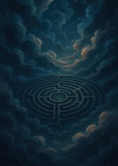 Naklejka premium Celestial maze amidst clouds