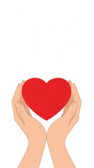 Hands holding a red heart symbolizing love for valentine's day  