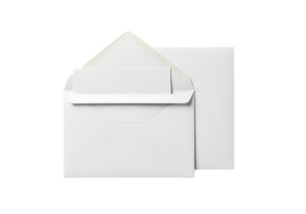 White envelope and card isolated on transparent background