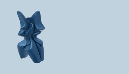 Obraz premium Abstract 3D Metallic Figure with Fluid Blue Chrome Surface