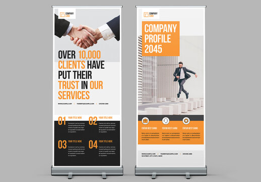 Rollup Banner Layout with Orange Accents