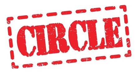 CIRCLE text written on red stamp sign.