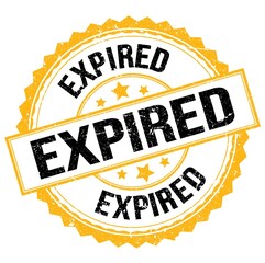 EXPIRED text on yellow-black round stamp sign